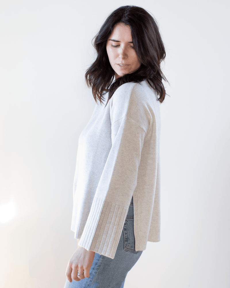 Autumn Cashmere Clothing Relaxed V w/ Side Slits in Sleet