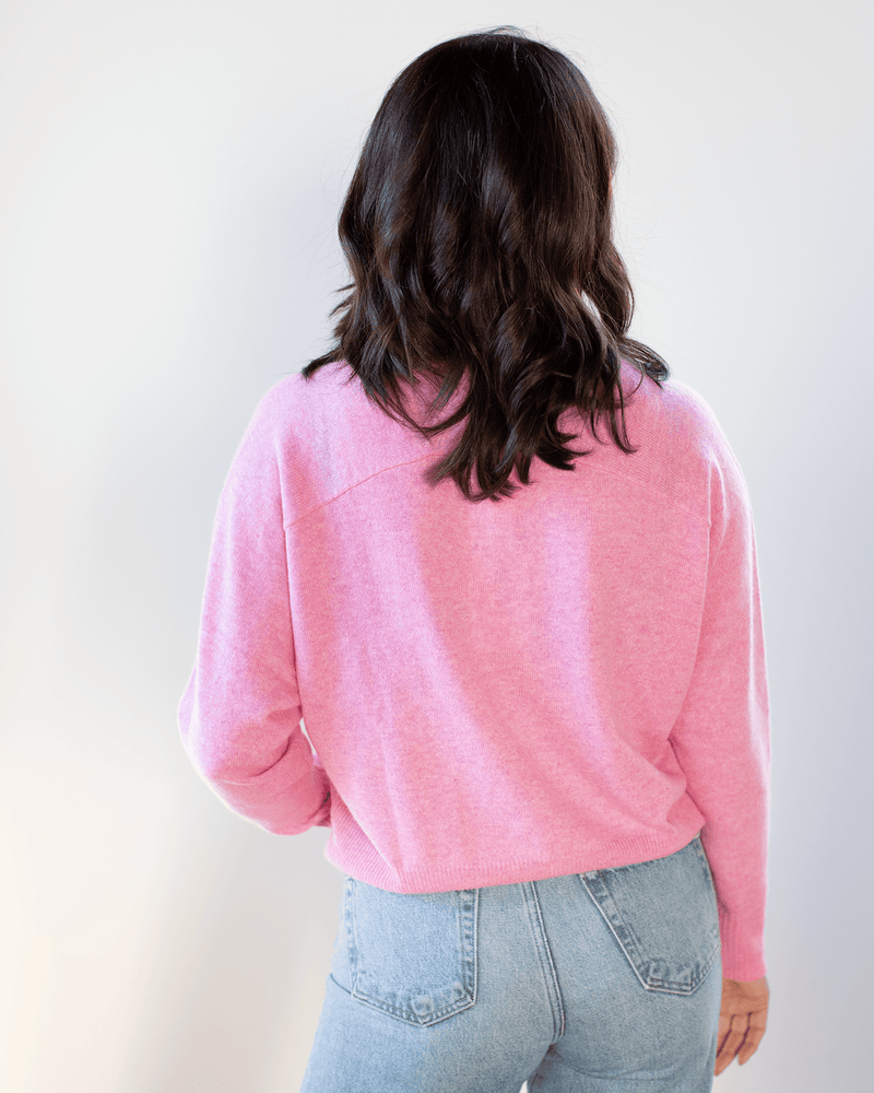 Autumn Cashmere Clothing V Neck w/ Back Yoke in Carnation