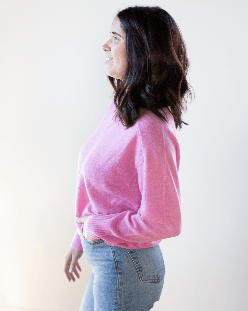 Autumn Cashmere Clothing V Neck w/ Back Yoke in Carnation