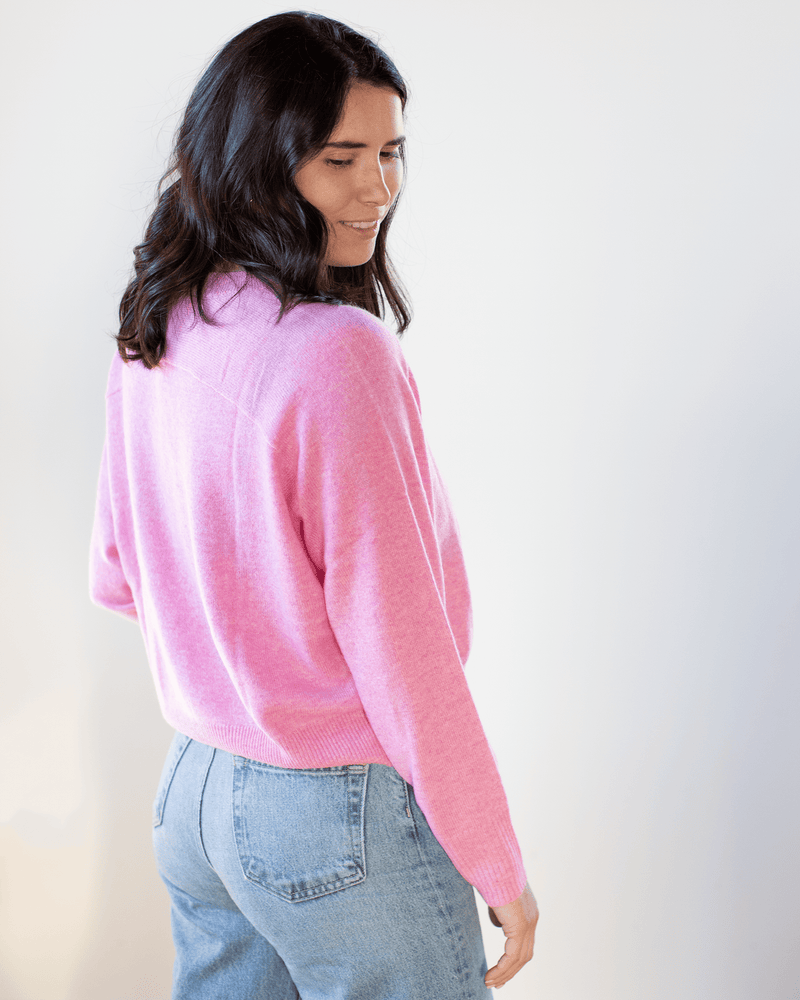 Autumn Cashmere Clothing V Neck w/ Back Yoke in Carnation
