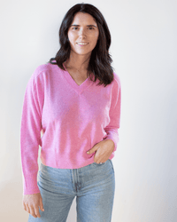 Autumn Cashmere Clothing V Neck w/ Back Yoke in Carnation