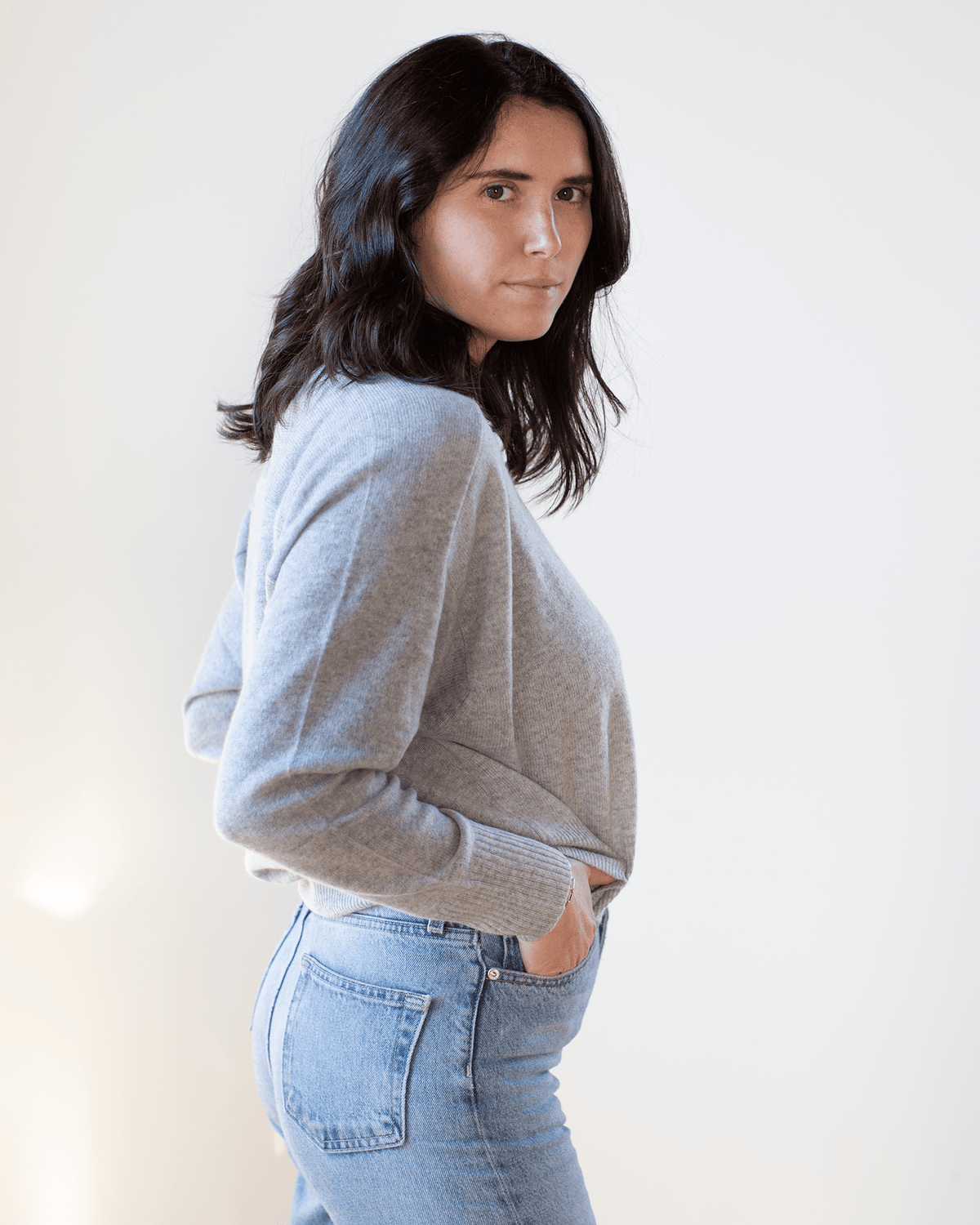Autumn Cashmere Clothing V Neck w/ Back Yoke in Sweatshirt