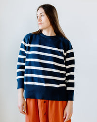 Beaumont Organic Clothing Charlene-Sue Organic Cotton Jumper in Navy/Off White