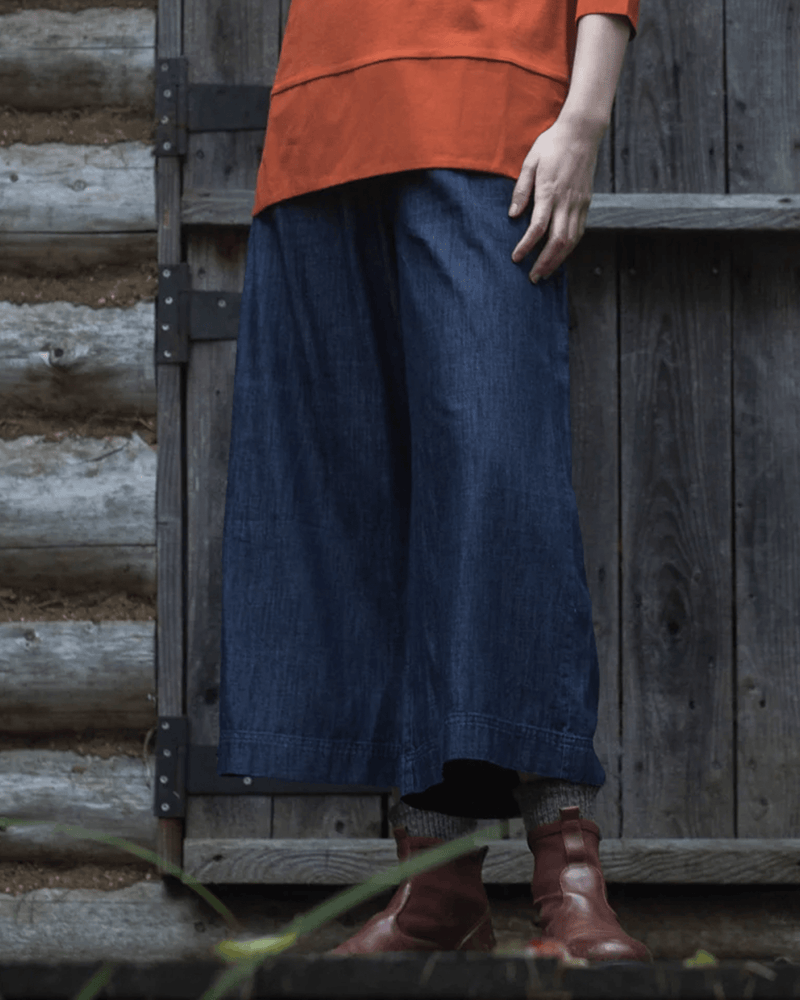 Beaumont Organic Clothing Elm-Leigh Org Cttn Chambray Trouser in Indigo