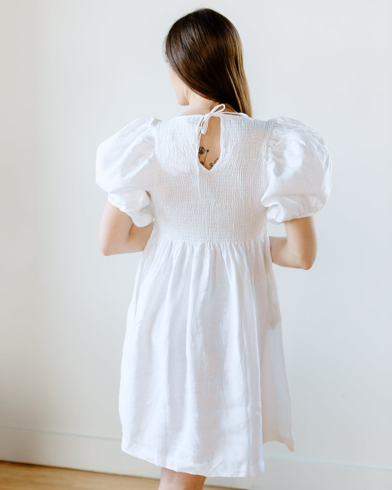 Beaumont Organic Clothing Layrah-May Linen Dress in White