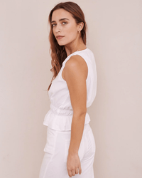 Bella Dahl Clothing Button Front Shirred Tank in White