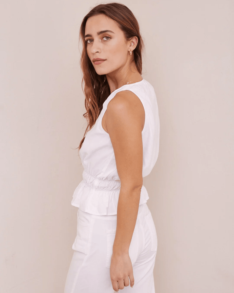 Bella Dahl Clothing Button Front Shirred Tank in White