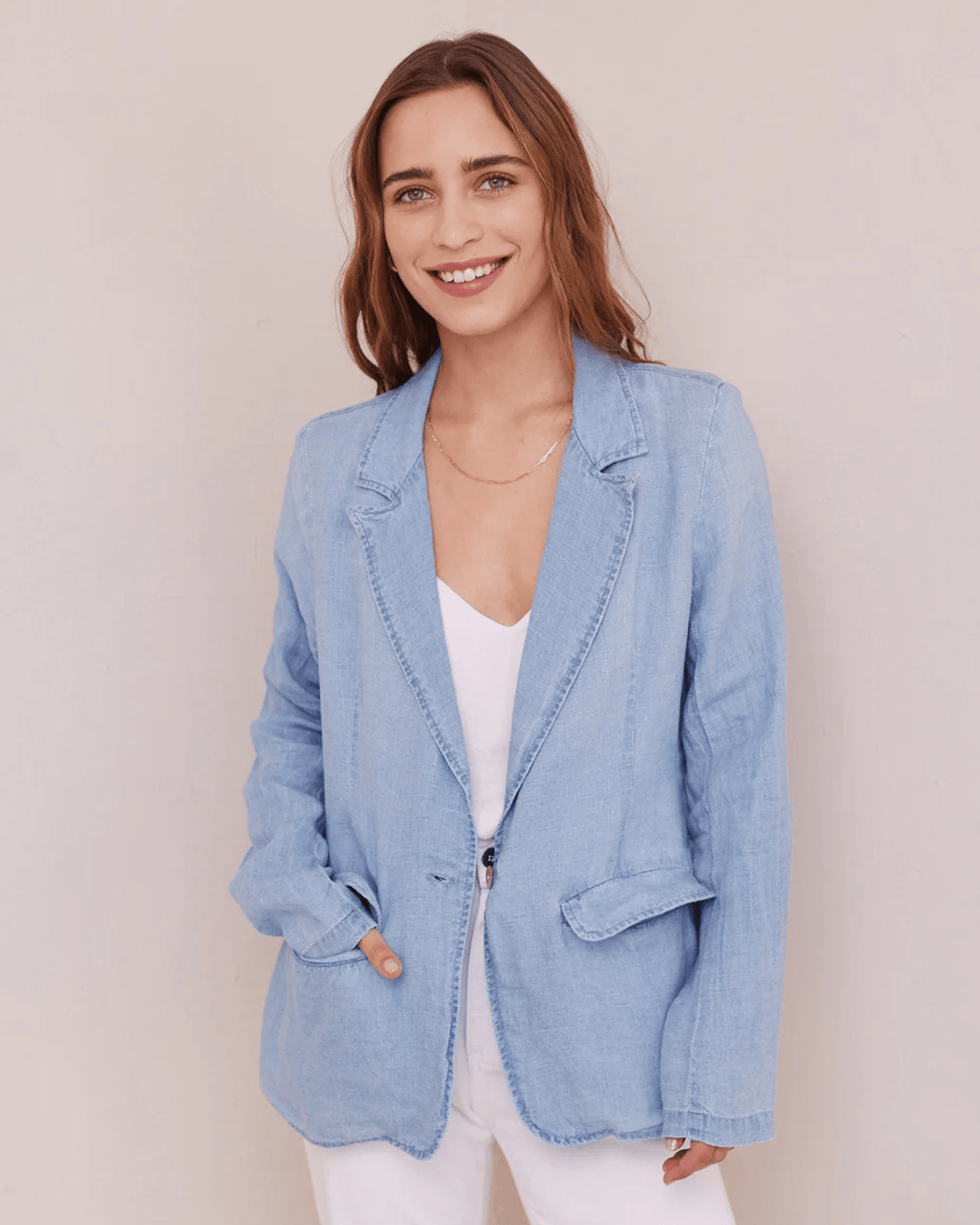 Bella Dahl Clothing Easy Longline Blazer in Bayside Wash