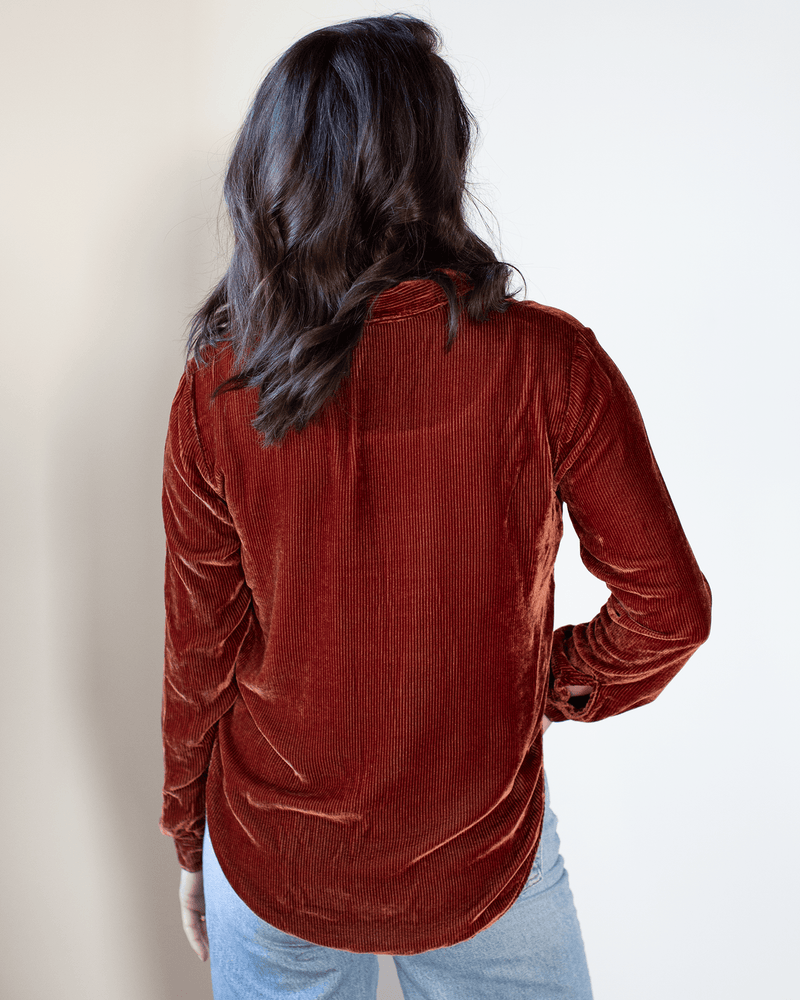 Bella Dahl Clothing Long Sleeve Clean Shirt in Deep Brandy
