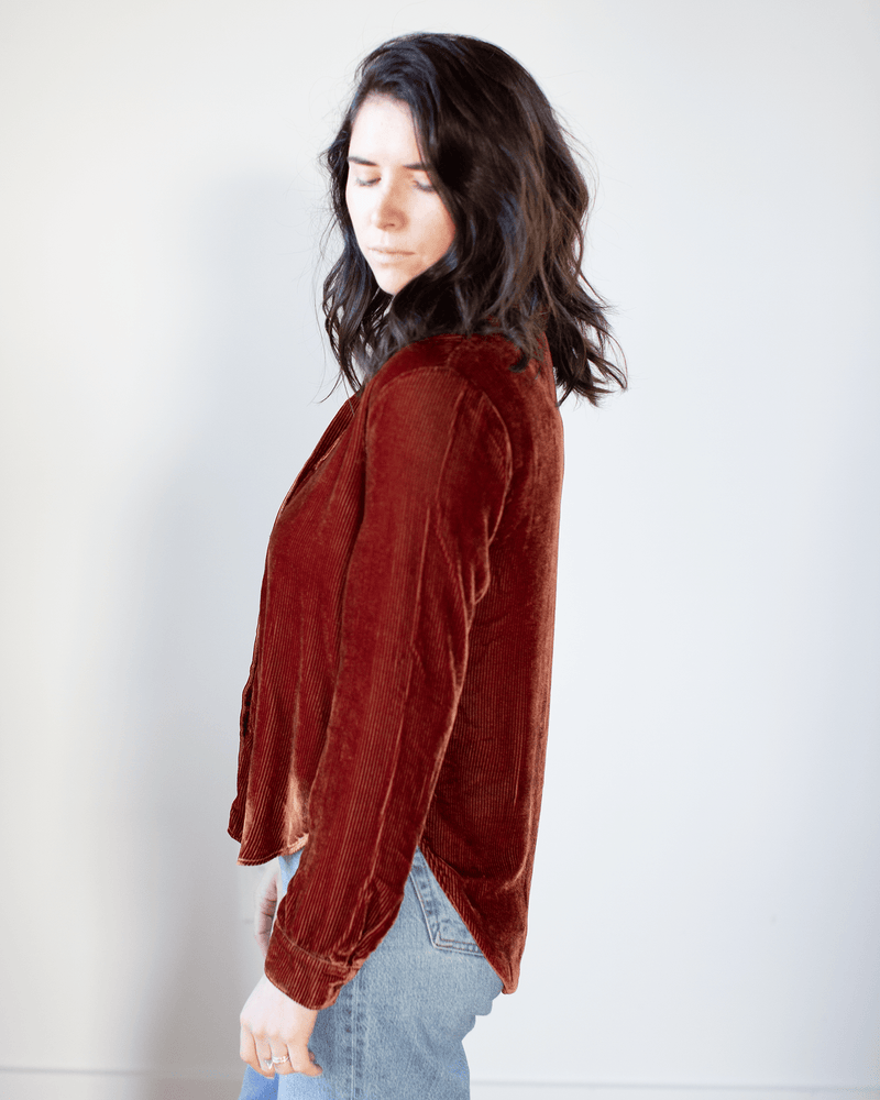 Bella Dahl Clothing Long Sleeve Clean Shirt in Deep Brandy