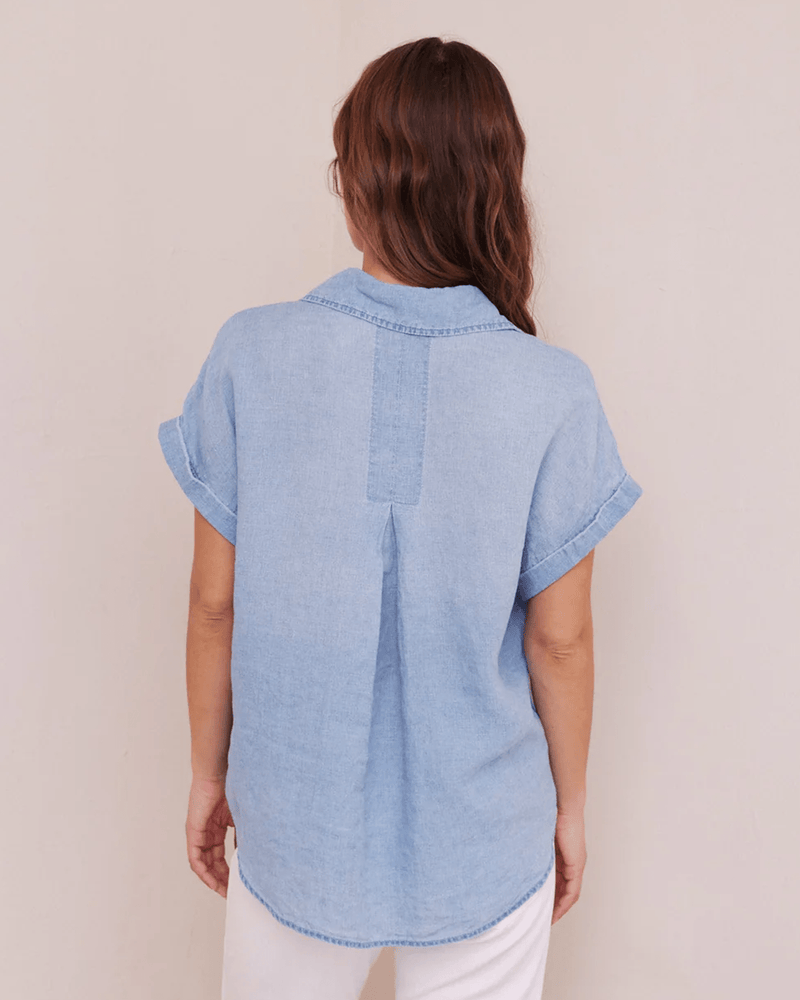 Bella Dahl Clothing Short Sleeve Pkt Button Down in Bayside Wash