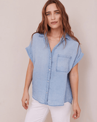 Bella Dahl Clothing Short Sleeve Pkt Button Down in Bayside Wash
