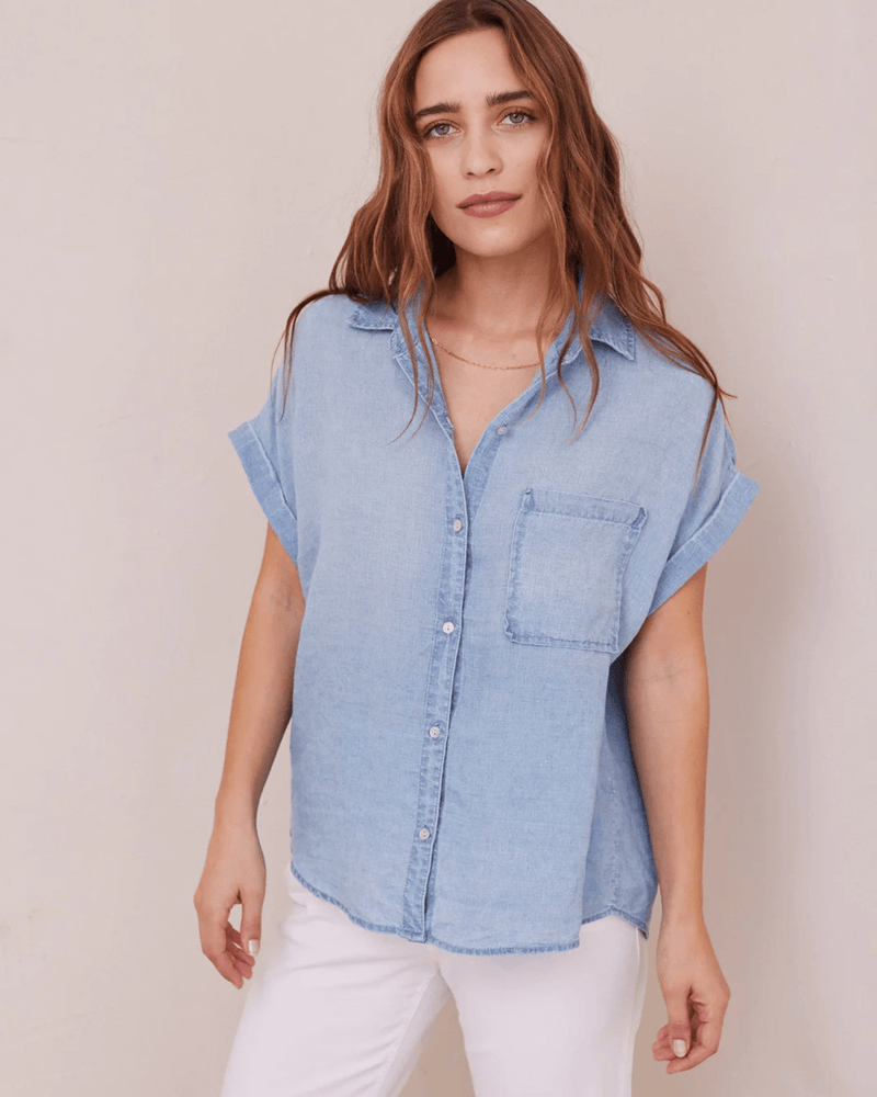 Bella Dahl Clothing Short Sleeve Pkt Button Down in Bayside Wash