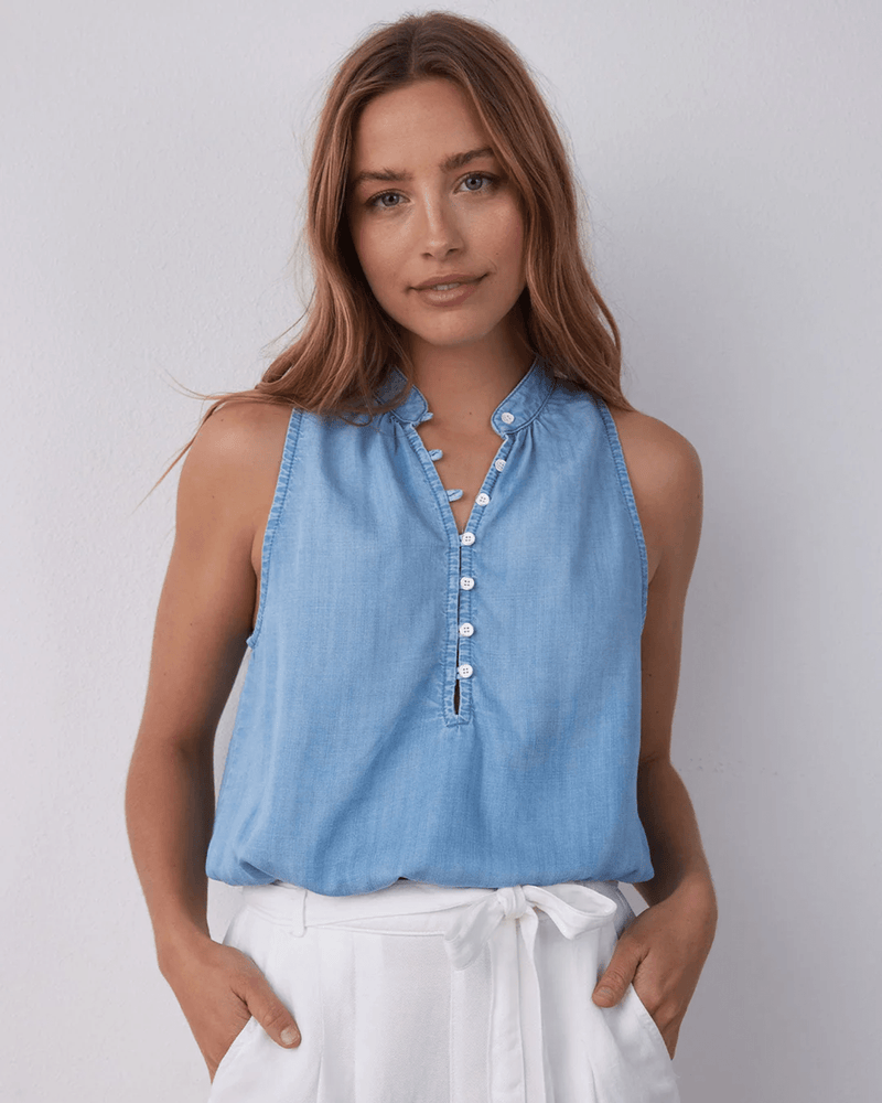 Bella Dahl Clothing Sleeveless Elastic Waist Pullover in Caribbean Wash