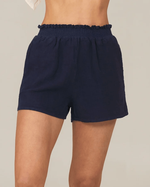 Navy blue flowy shorts sales
