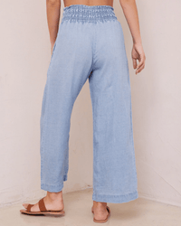 Bella Dahl Clothing Smocked Waist Wide Leg Pant in Bayside Wash