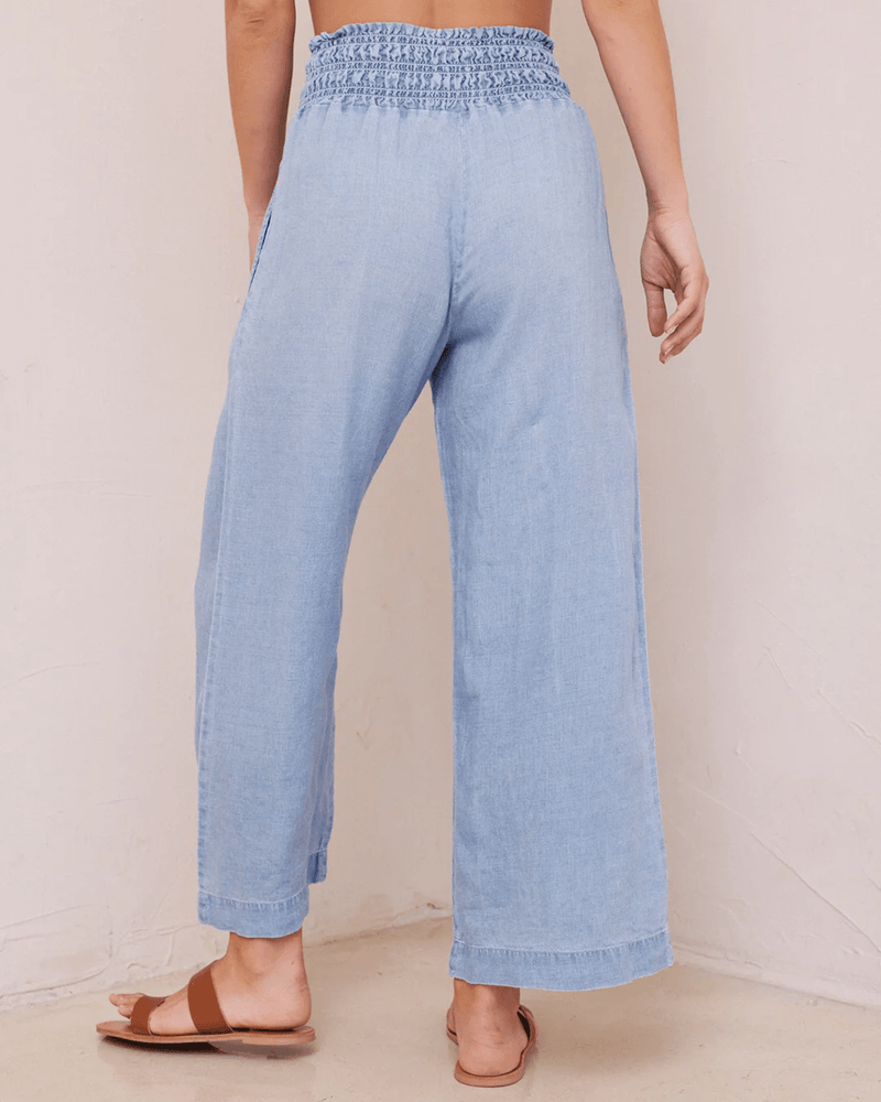 Bella Dahl Clothing Smocked Waist Wide Leg Pant in Bayside Wash