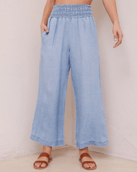 Bella Dahl Clothing Smocked Waist Wide Leg Pant in Bayside Wash