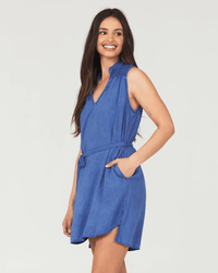 Bella Dahl Clothing Smocked Yoke Mini Dress in Spring Navy