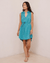 Bella Dahl Clothing Smocked Yoke Mini Dress in Tropical Teal