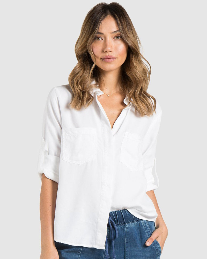 Bella Dahl Clothing Split Back Button Down in White