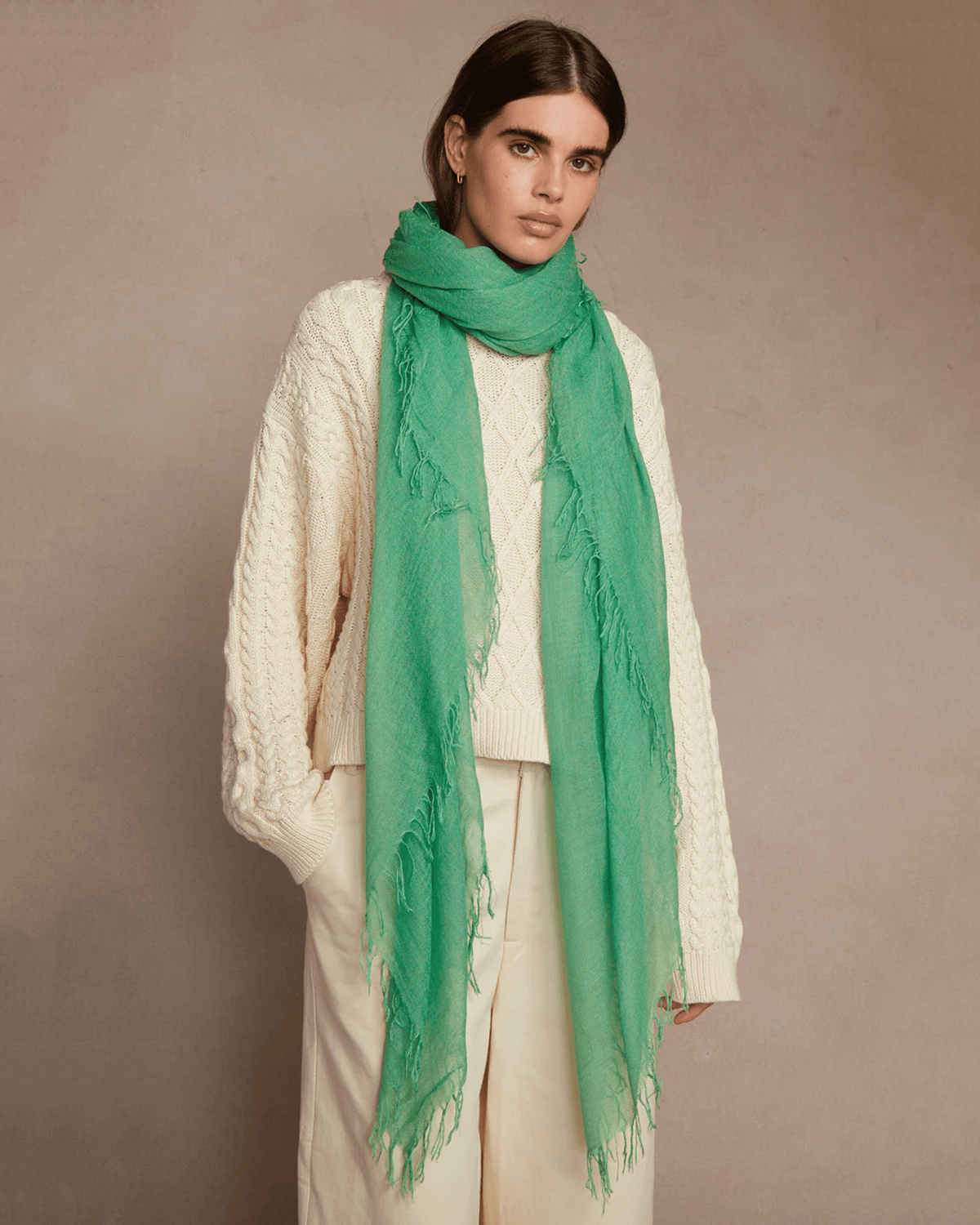 Chan Luu Accessories Vibrant Green Cashmere & Silk Scarf in Vibrant Green