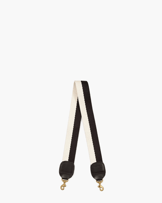 Clare V. Accessories Black/White 2Tone Cotton Webbing Shoulder Strap in Black/White