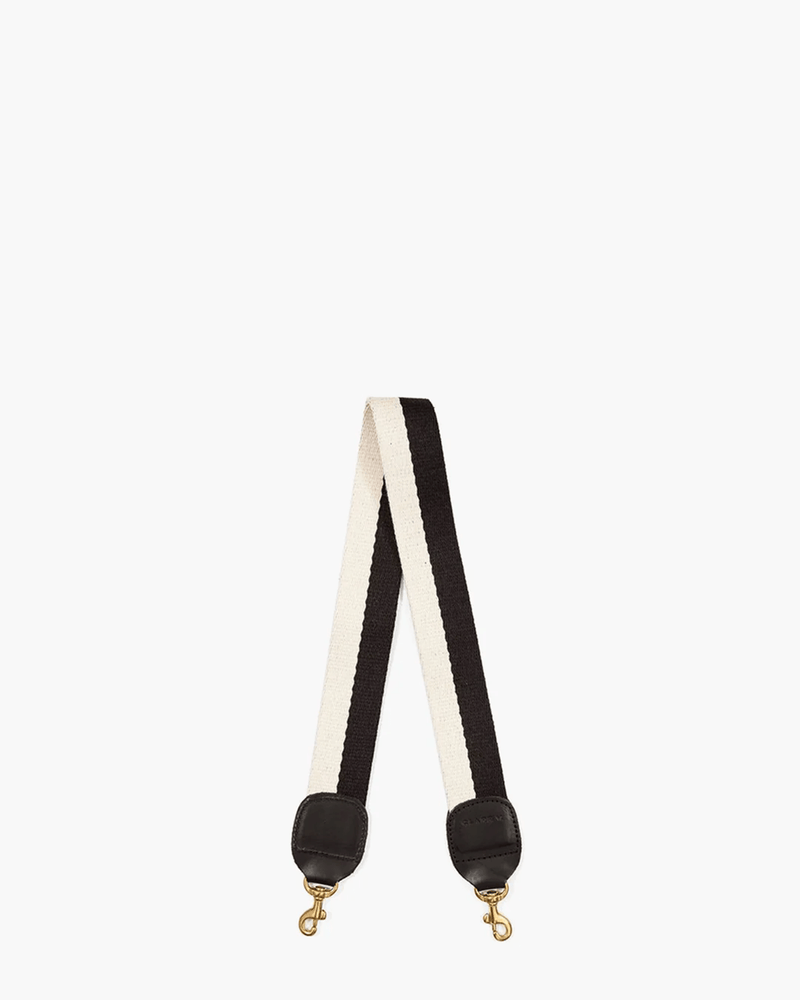 Clare V. Accessories Black/White 2Tone Cotton Webbing Shoulder Strap in Black/White
