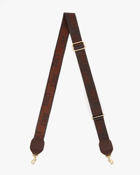 Clare V. Adj Crossbody Strap in Chocolate w/ Block Ciao 