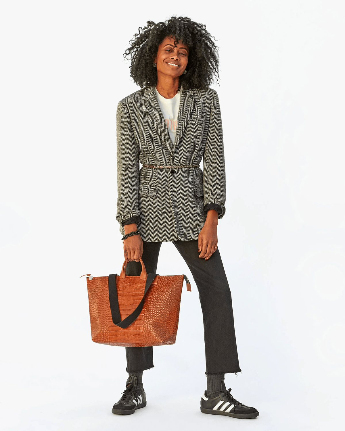Clare V. Accessories Cuoio Autumn Croco Le Zip Sac in Cuoio