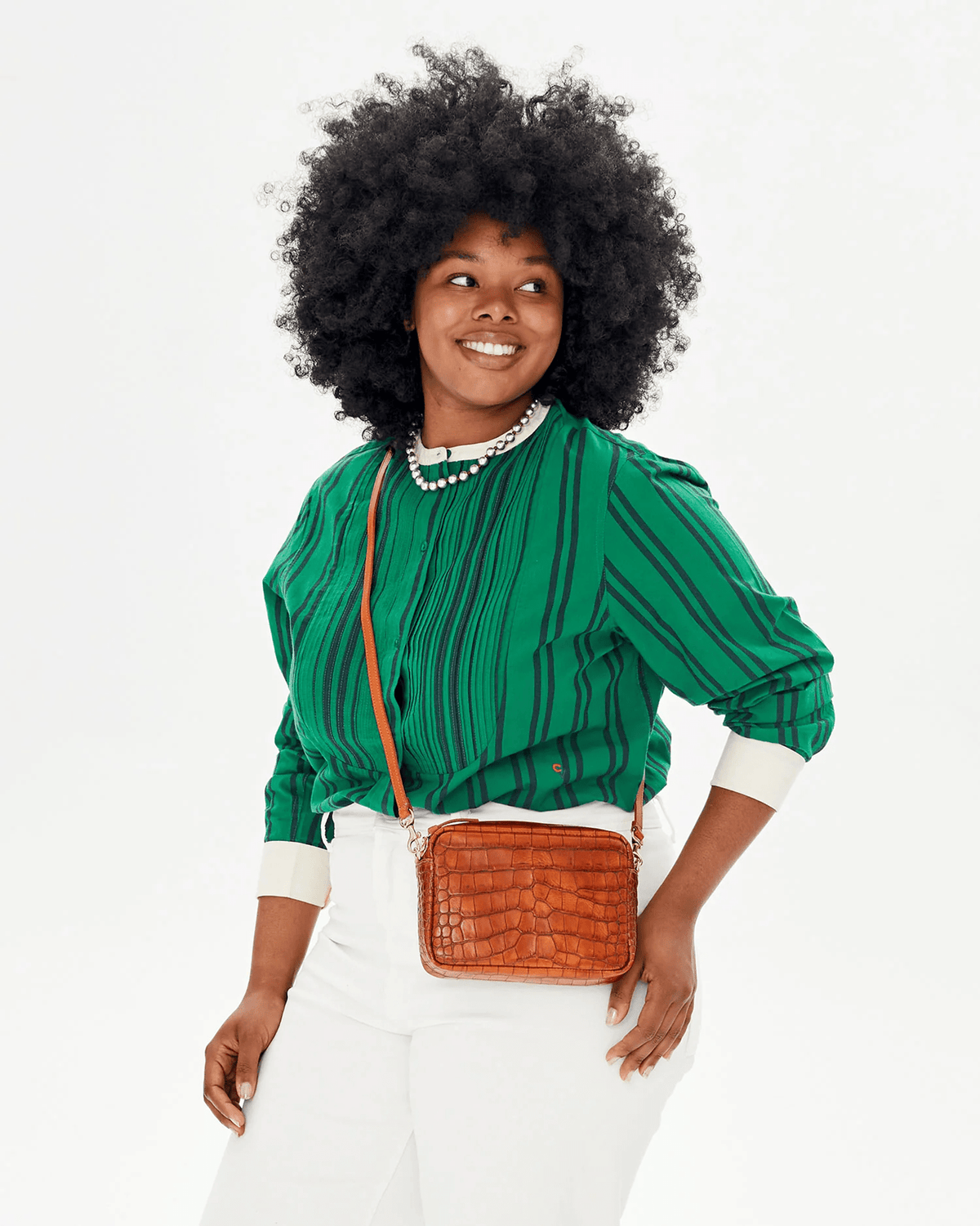 Clare V. Accessories Cuoio Autumn Croco Midi Sac in Cuoio