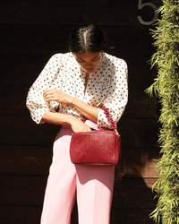 Clare V. Accessories Oxblood Diagonal Woven Marisol in Oxblood