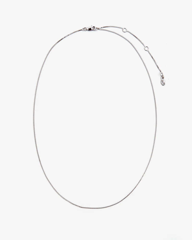 Clare V. Jewelry Sterling Silver Fine Box Chain Necklace 16in in Sterling Silver