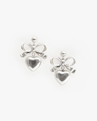 Clare V. Jewelry Silver Heart Drop Earrings Silver
