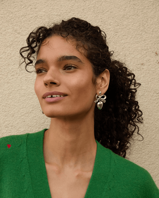 Clare V. Heart Drop Earrings Silver 