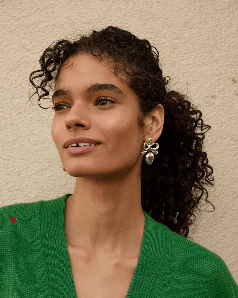 Clare V. Jewelry Silver Heart Drop Earrings Silver