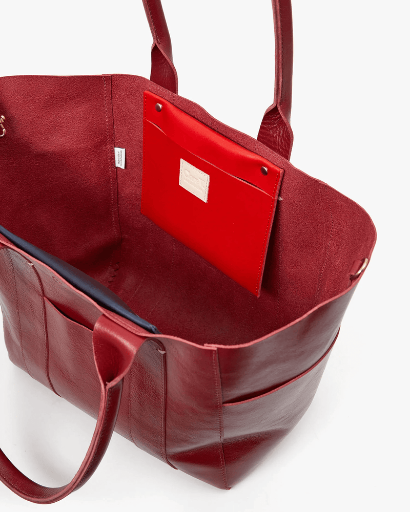 Clare V. Accessories Oxblood Le Slim Box Tote in Oxblood