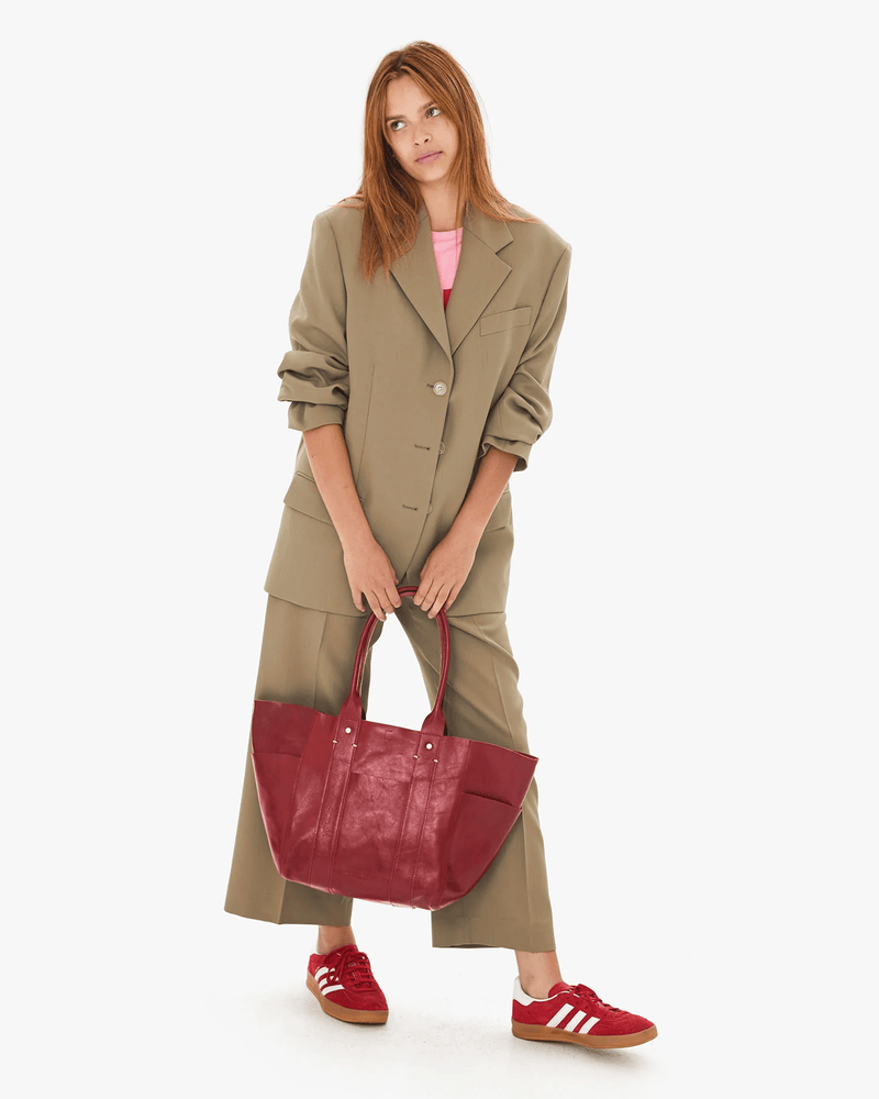 Clare V. Accessories Oxblood Le Slim Box Tote in Oxblood