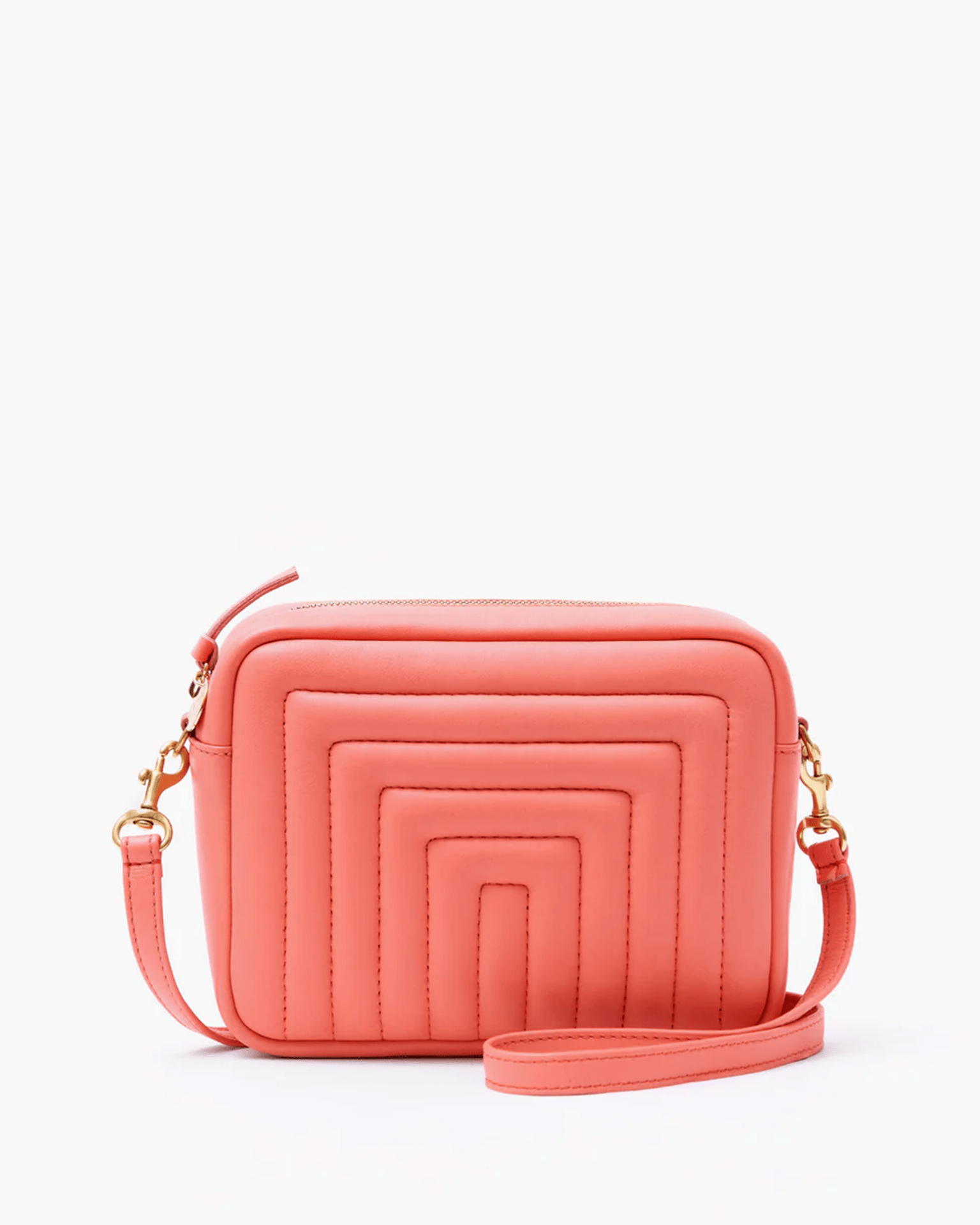 Midi Sac in Bright Coral Channel Quilted Nappa