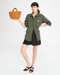 Clare V. Accessories Camel Suede Le Petit Box Tote in Camel