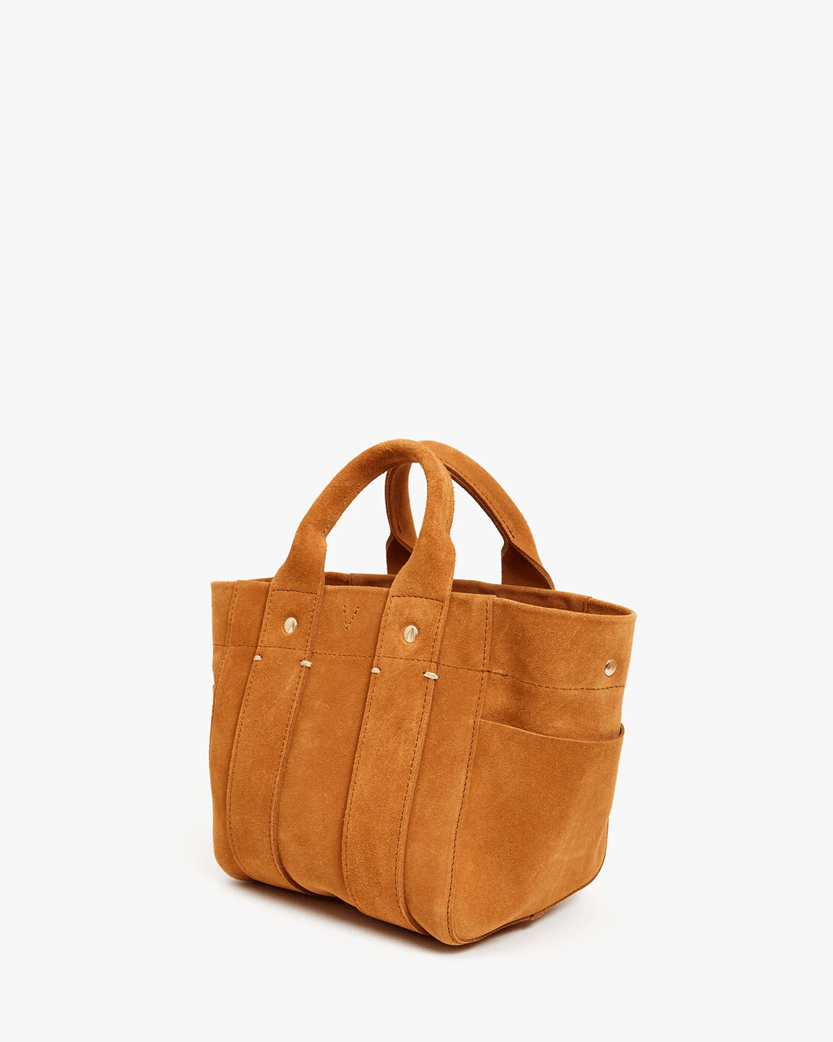 Clare V. Accessories Camel Suede Le Petit Box Tote in Camel
