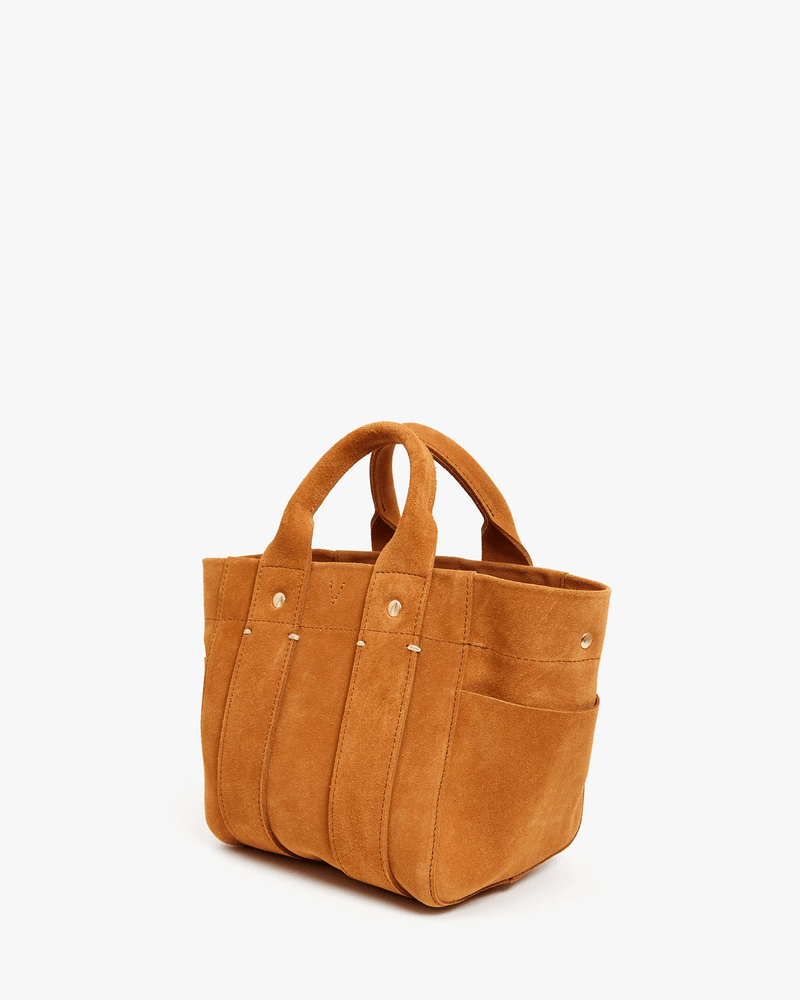 Clare V. Accessories Camel Suede Le Petit Box Tote in Camel