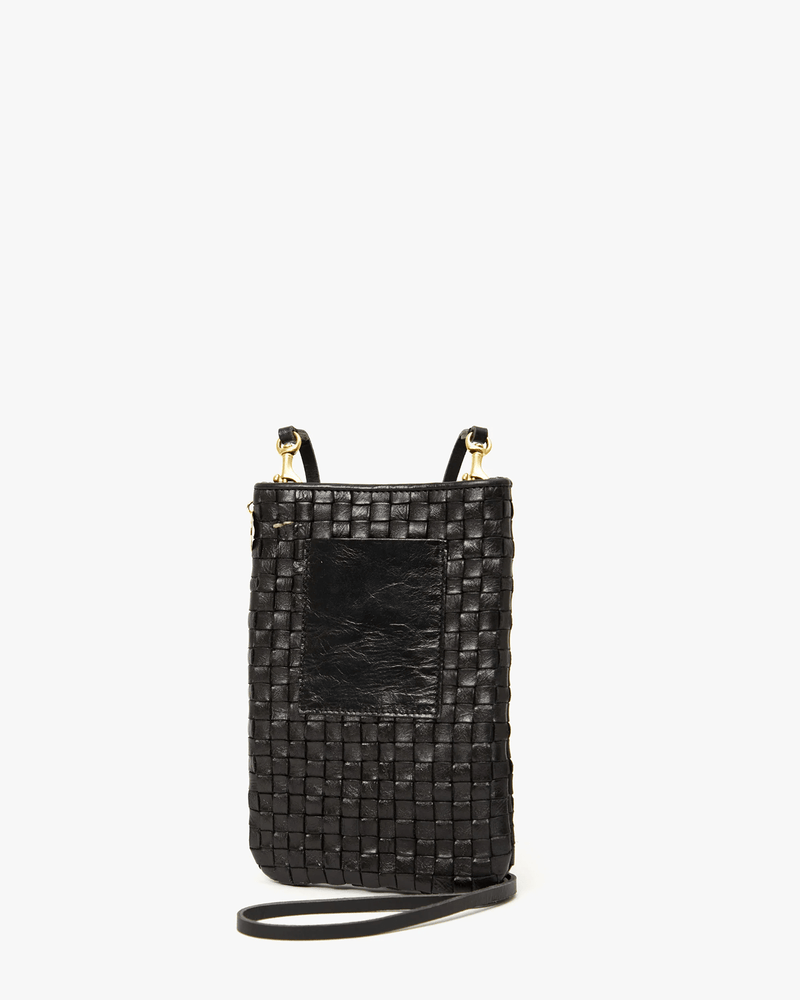 Clare V. Accessories Black Woven Checker Poche in Black