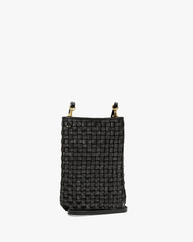 Clare V. Accessories Black Woven Checker Poche in Black