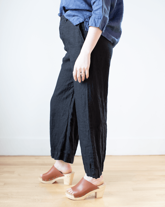 CP Shades Clothing Cropped Polly Pant in Black HW Linen Twill