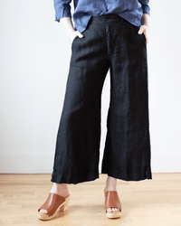 CP Shades Clothing Cropped Polly Pant in Black HW Linen Twill