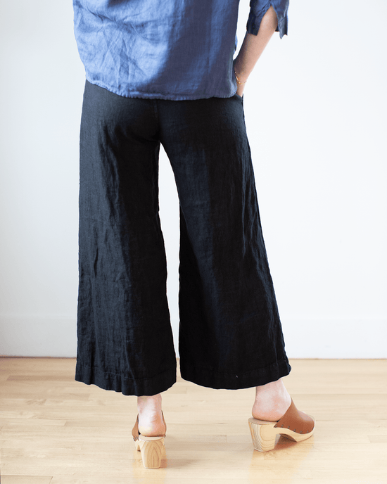 CP Shades Clothing Cropped Polly Pant in Black HW Linen Twill