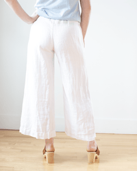 CP Shades Clothing Cropped Polly Pant in White HW Linen Twill