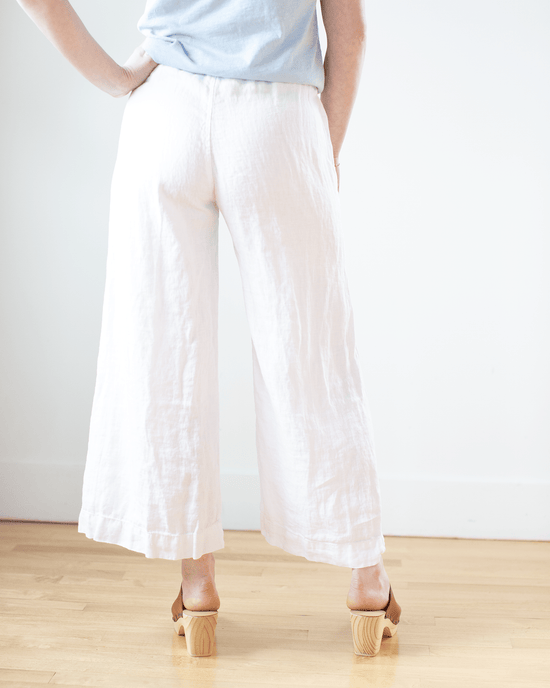 CP Shades Clothing Cropped Polly Pant in White HW Linen Twill