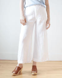CP Shades Clothing Cropped Polly Pant in White HW Linen Twill